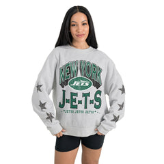 New York Jets Gameday Couture Women's Resilience Relaxed Rhinestone Pullover Sweatshirt