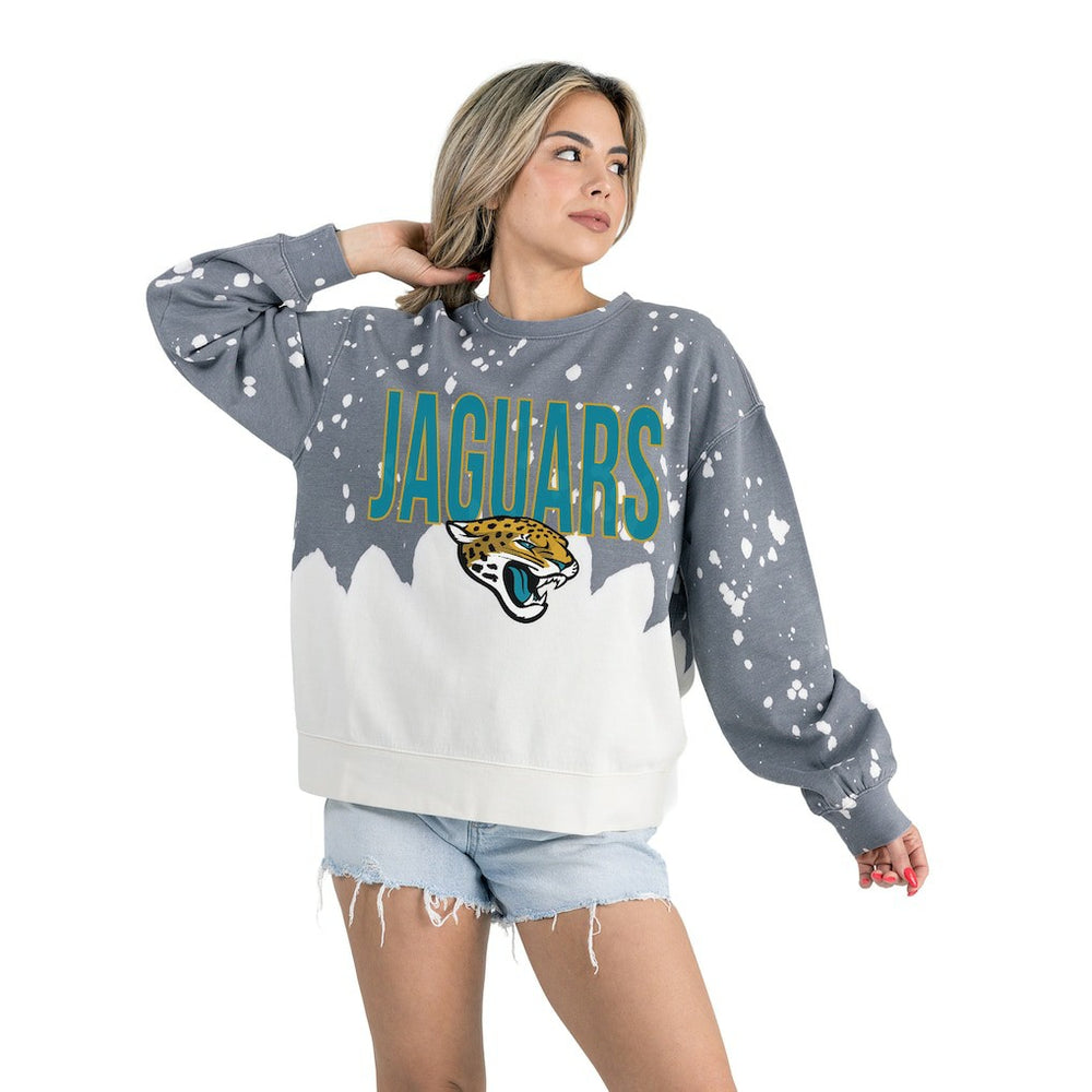 Jacksonville Jaguars Gameday Couture Women's Oversized Faded Wash Tri-Blend Pullover Sweatshirt