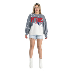 New England Patriots Gameday Couture Women's Oversized Faded Wash Tri-Blend Pullover Sweatshirt