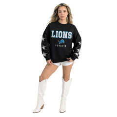 Detroit Lions Gameday Couture Women's Velocity Relaxed Rhinestone Pullover Sweatshirt
