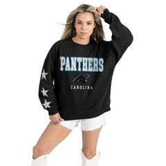 Carolina Panthers Gameday Couture Women's Velocity Relaxed Rhinestone Pullover Sweatshirt
