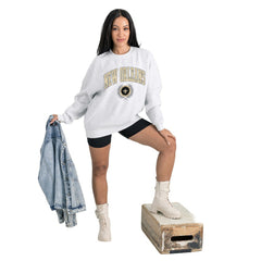 New Orleans Saints Gameday Couture Women's Traditional Logo Oversized Premium Fleece Pullover Sweatshirt