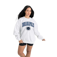 Indianapolis Colts Gameday Couture Women's Traditional Logo Oversized Premium Fleece Pullover Sweatshirt