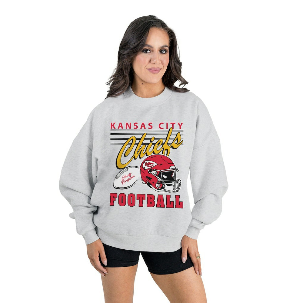 Kansas City Chiefs Gameday Couture Women's Home Turf Oversized Premium Fleece Pullover Sweatshirt
