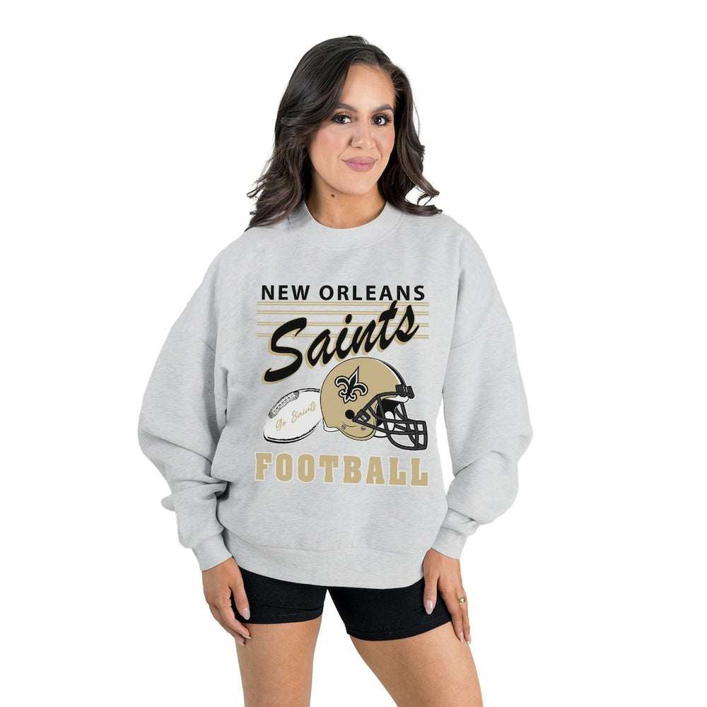 New Orleans Saints Gameday Couture Women's Home Turf Oversized Premium Fleece Pullover Sweatshirt