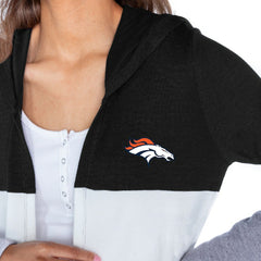 Denver Broncos Gameday Couture Women's Tri-Blend Color Block Lightweight Cardigan Hoodie