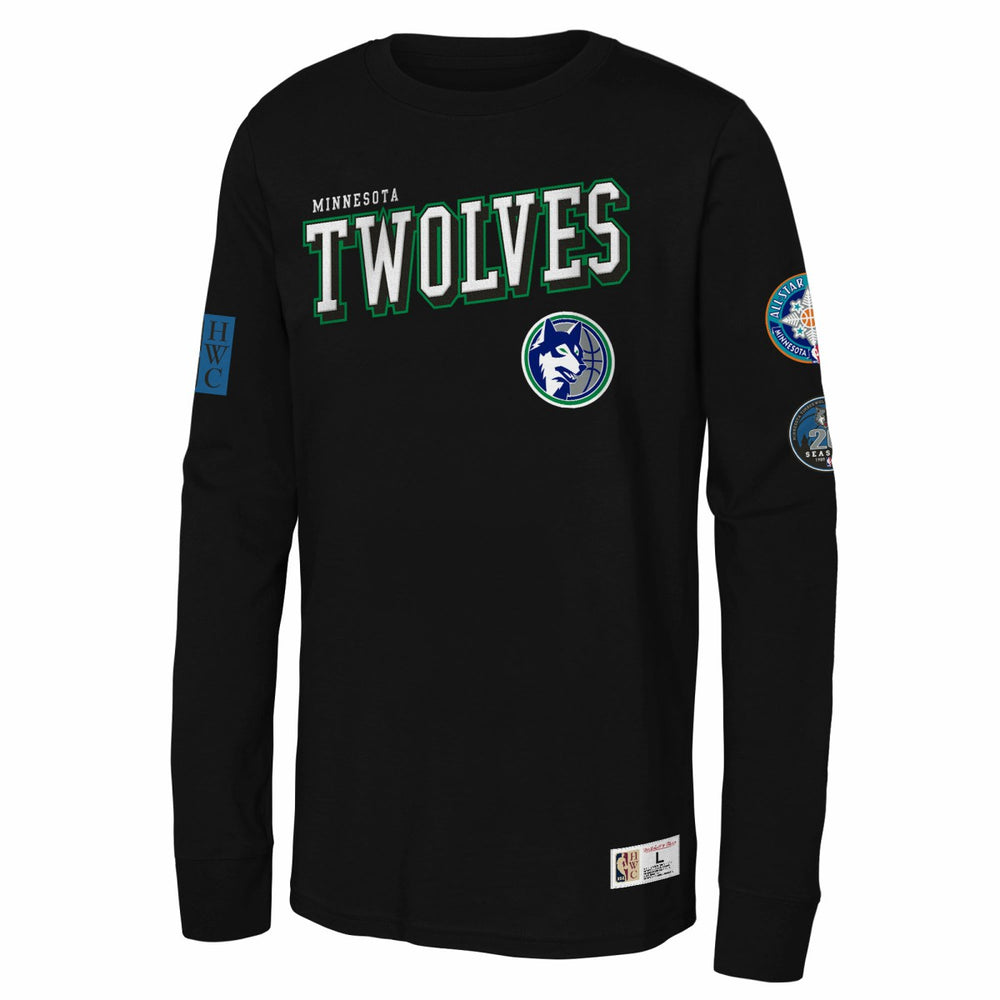 Minnesota Timberwolves Youth Hardwood Classics Training Camp Long Sleeve T-Shirt New