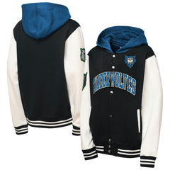 Minnesota Timberwolves Youth Hardwood Classics Courtside Fleece Full-Snap Hooded Jacket Online