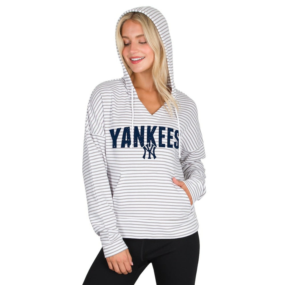 New York Yankees Concepts Sport Women's Liftoff Striped V-Neck Hoodie | MLB Near me