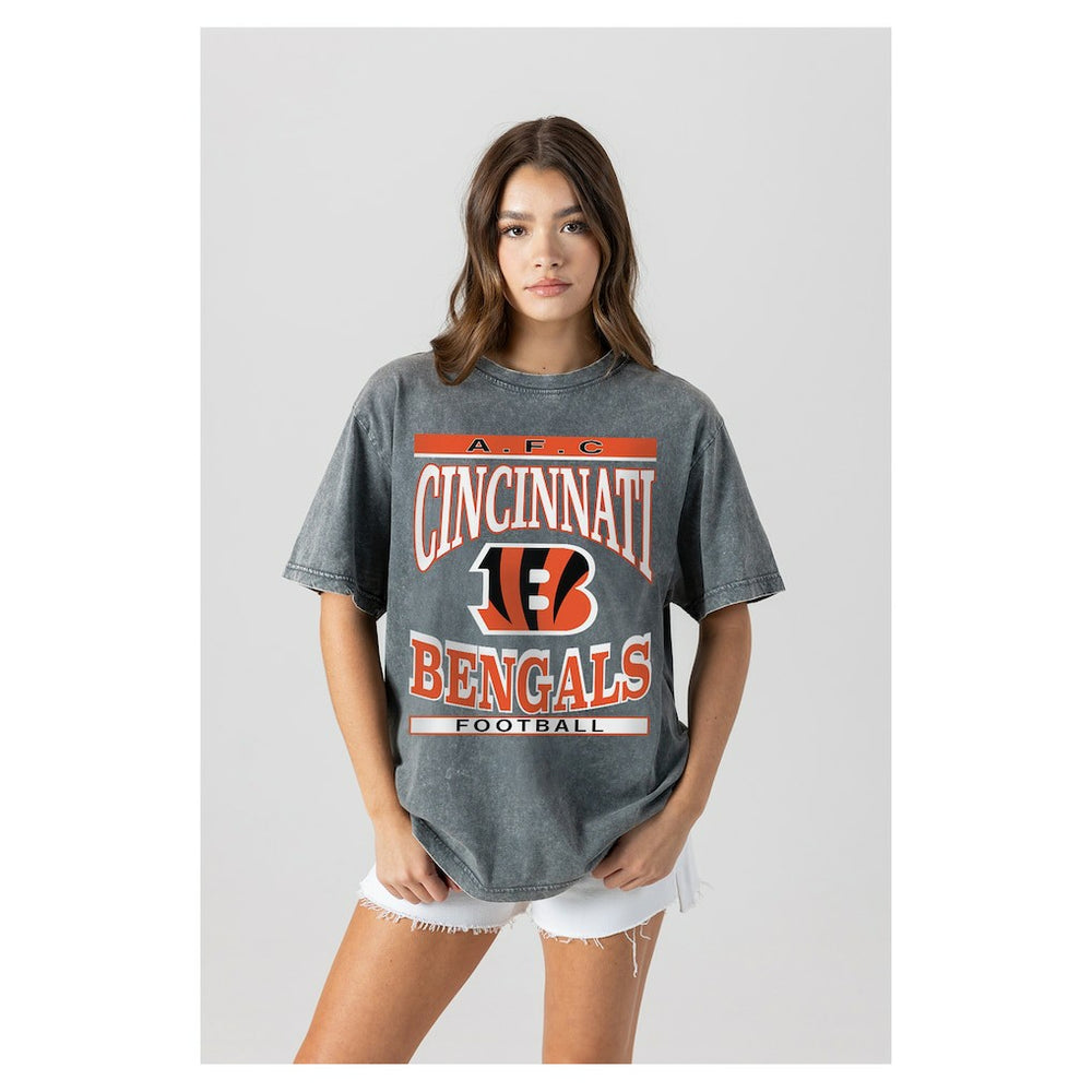 Cincinnati Bengals Gameday Couture Women's Oversized Classic Grind Washed T-Shirt