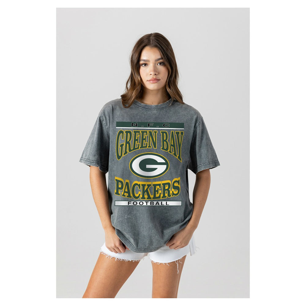Green Bay Packers Gameday Couture Women's Oversized Classic Grind Washed T-Shirt