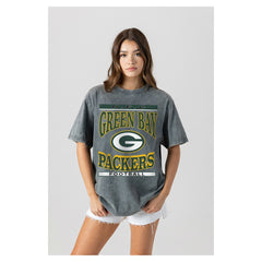 Green Bay Packers Gameday Couture Women's Oversized Classic Grind Washed T-Shirt