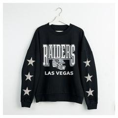 Las Vegas Raiders Gameday Couture Women's Pure Victory Rhinestud Star-Sleeve Pullover Sweatshirt