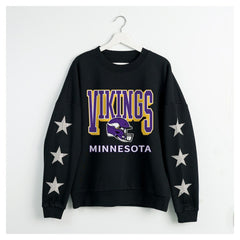 Minnesota Vikings Gameday Couture Women's Pure Victory Rhinestud Star-Sleeve Pullover Sweatshirt