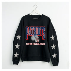 New England Patriots Gameday Couture Women's Pure Victory Rhinestud Star-Sleeve Pullover Sweatshirt