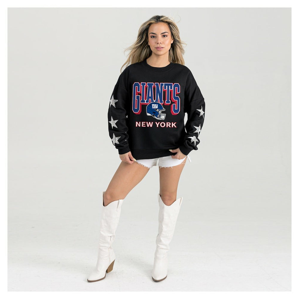 New York Giants Gameday Couture Women's Pure Victory Rhinestud Star-Sleeve Pullover Sweatshirt