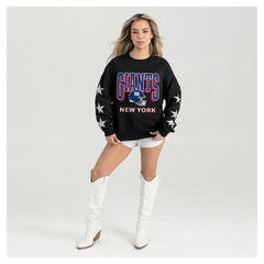 New York Giants Gameday Couture Women's Pure Victory Rhinestud Star-Sleeve Pullover Sweatshirt