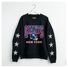 New York Giants Gameday Couture Women's Pure Victory Rhinestud Star-Sleeve Pullover Sweatshirt