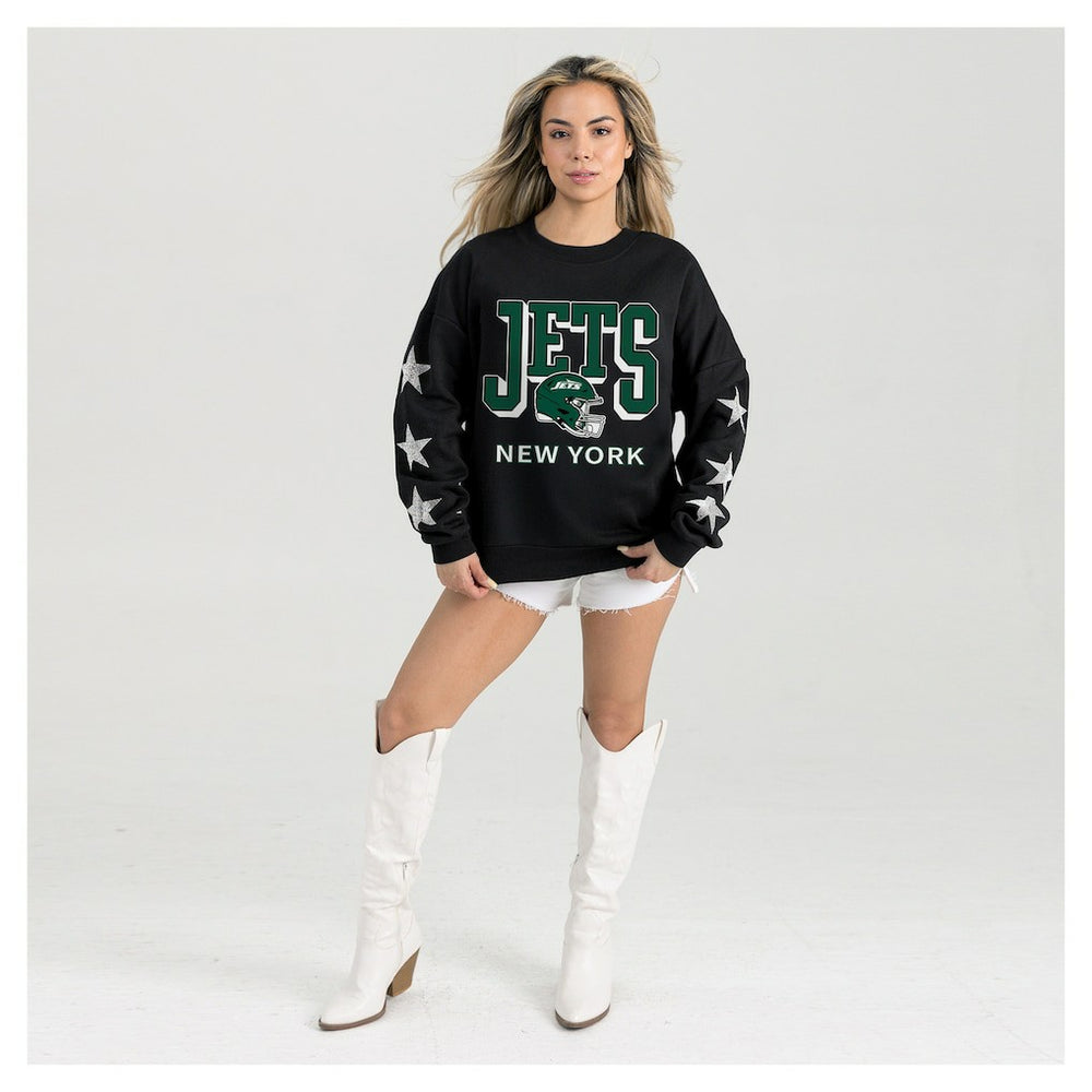 New York Jets Gameday Couture Women's Pure Victory Rhinestud Star-Sleeve Pullover Sweatshirt