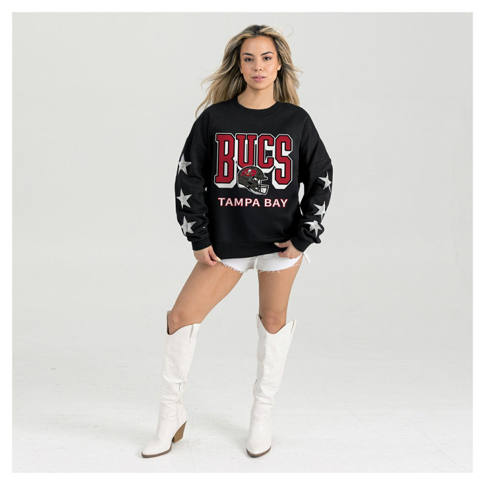 Tampa Bay Buccaneers Gameday Couture Women's Pure Victory Rhinestud Star-Sleeve Pullover Sweatshirt