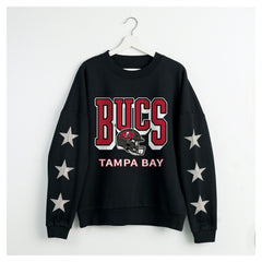Tampa Bay Buccaneers Gameday Couture Women's Pure Victory Rhinestud Star-Sleeve Pullover Sweatshirt