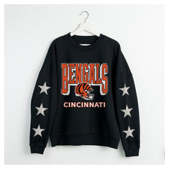 Cincinnati Bengals Gameday Couture Women's Pure Victory Rhinestud Star-Sleeve Pullover Sweatshirt