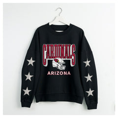 Arizona Cardinals Gameday Couture Women's Pure Victory Rhinestud Star-Sleeve Pullover Sweatshirt
