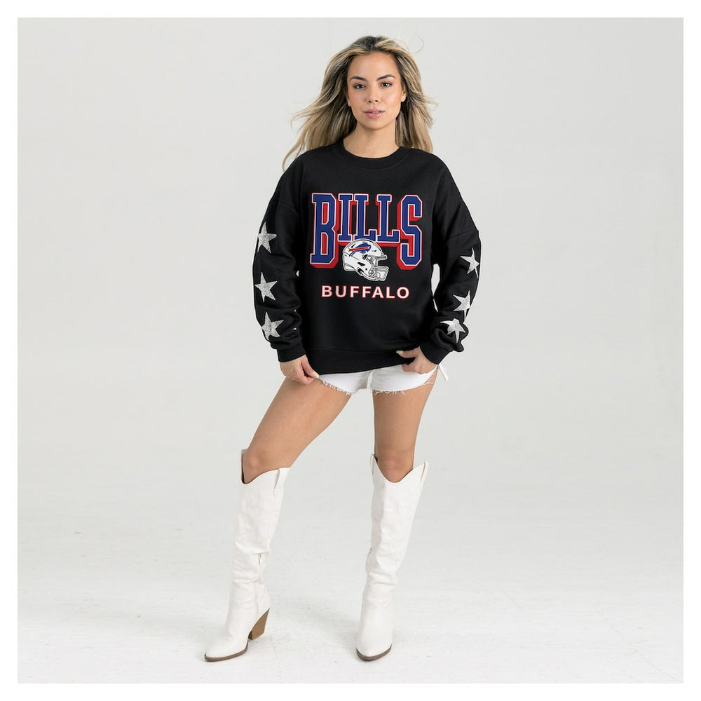 Buffalo Bills Gameday Couture Women's Pure Victory Rhinestud Star-Sleeve Pullover Sweatshirt