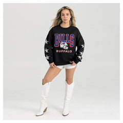 Buffalo Bills Gameday Couture Women's Pure Victory Rhinestud Star-Sleeve Pullover Sweatshirt
