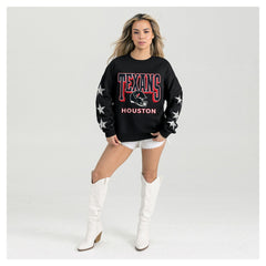 Houston Texans Gameday Couture Women's Pure Victory Rhinestud Star-Sleeve Pullover Sweatshirt