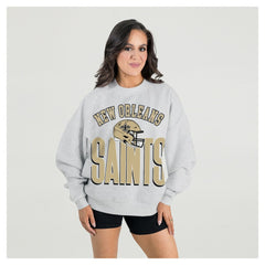 New Orleans Saints Gameday Couture Women's Fierce Focus Premium Oversized Fleece Pullover Sweatshirt