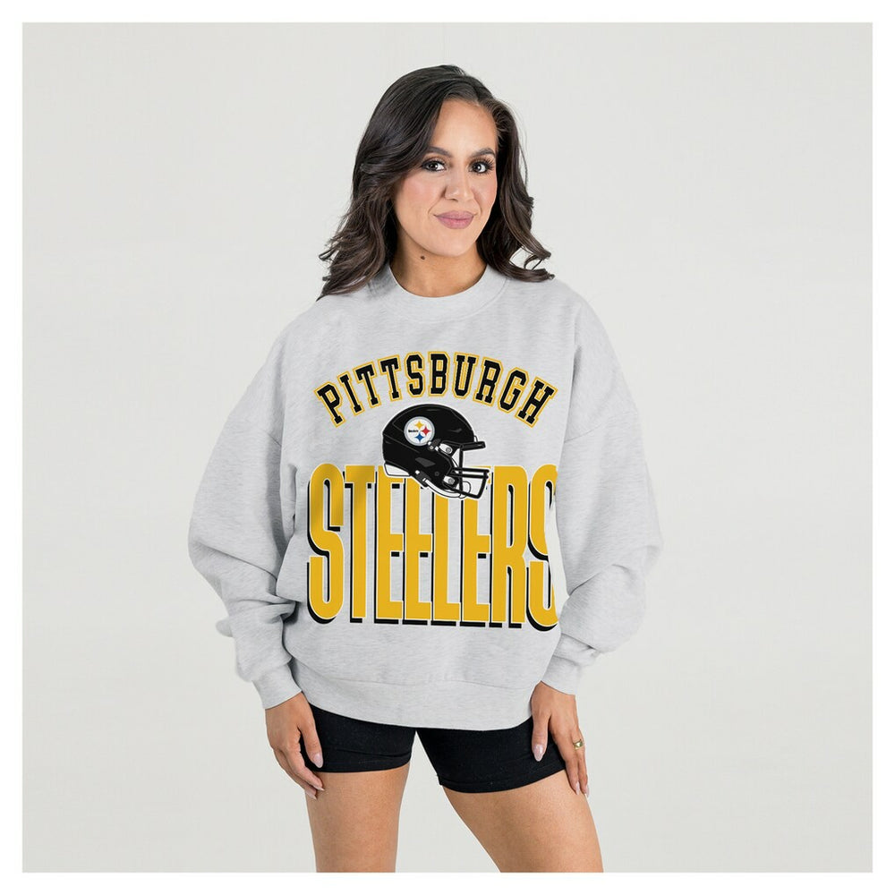 Pittsburgh Steelers Gameday Couture Women's Fierce Focus Premium Oversized Fleece Pullover Sweatshirt