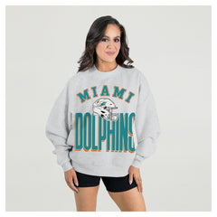 Miami Dolphins Gameday Couture Women's Fierce Focus Premium Oversized Fleece Pullover Sweatshirt