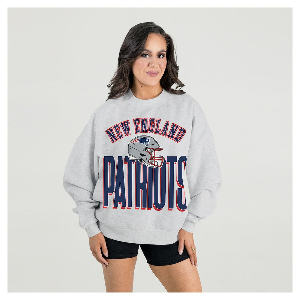 New England Patriots Gameday Couture Women's Fierce Focus Premium Oversized Fleece Pullover Sweatshirt