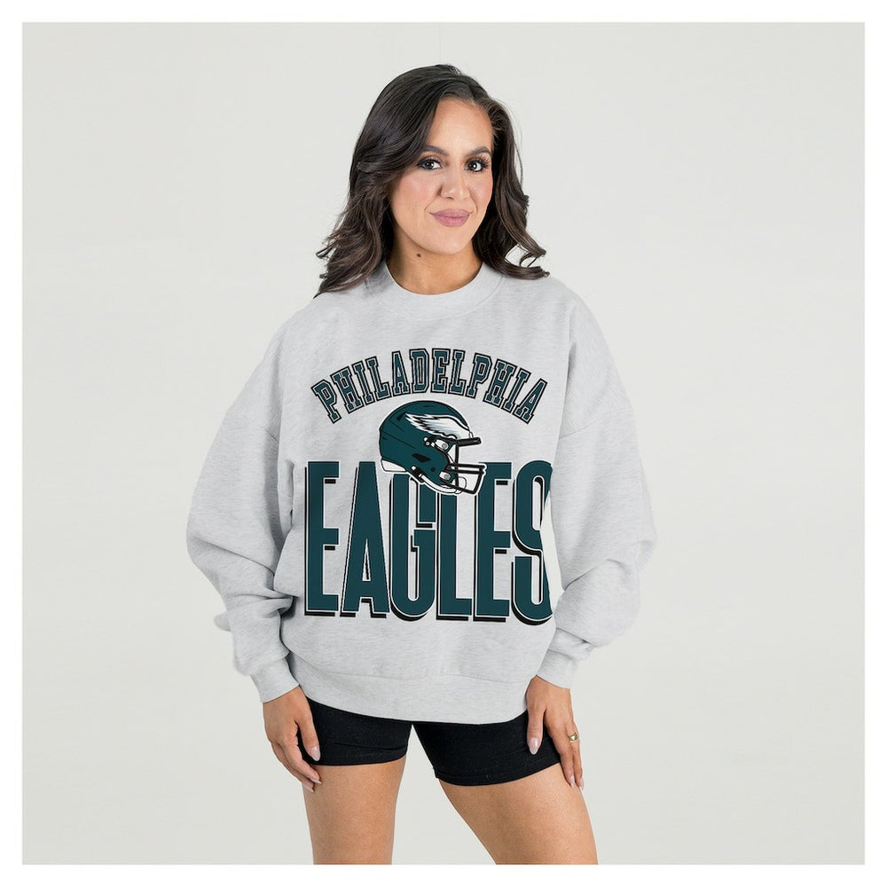 Philadelphia Eagles Gameday Couture Women's Fierce Focus Premium Oversized Fleece Pullover Sweatshirt