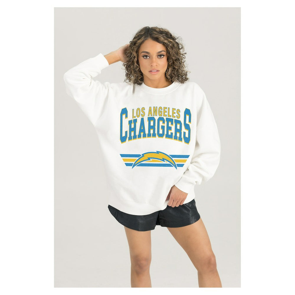 Los Angeles Chargers Gameday Couture Women's Swift Strike Premium Oversized Fleece Pullover Sweatshirt