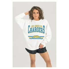 Los Angeles Chargers Gameday Couture Women's Swift Strike Premium Oversized Fleece Pullover Sweatshirt