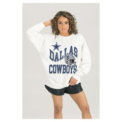 Dallas Cowboys Gameday Couture Women's Oversized Hard Earned Premium Fleece Pullover Sweatshirt