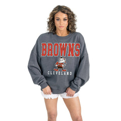 Cleveland Browns Gameday Couture Women's Bring Your Energy Oversized Premium Fleece Pullover Sweatshirt