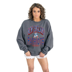 New England Patriots Gameday Couture Women's Long Weekends Oversized Premium Fleece Pullover Sweatshirt