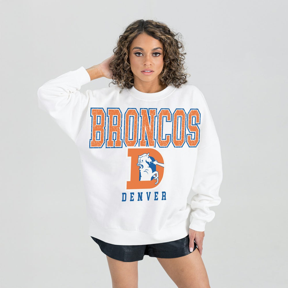 Denver Broncos Gameday Couture Women's Classic Sunday Drives Oversized Premium Fleece Pullover Sweatshirt