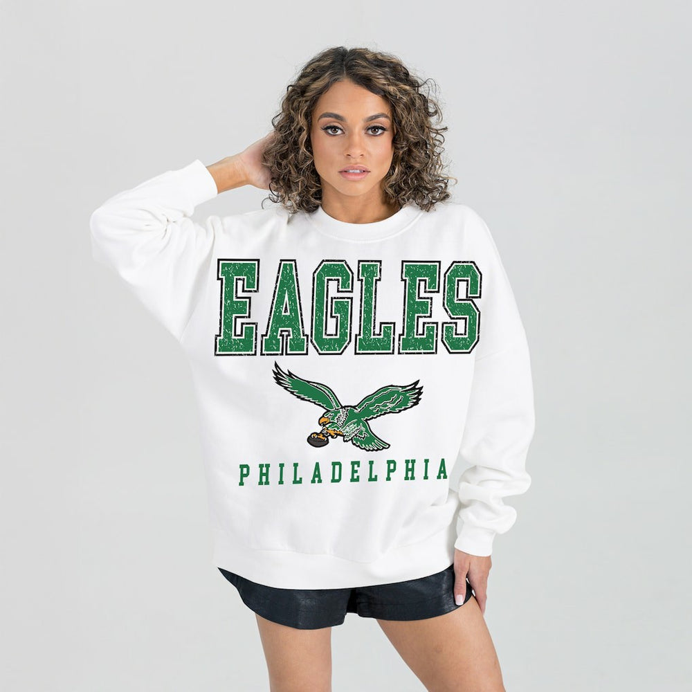 Philadelphia Eagles Gameday Couture Women's Classic Sunday Drives Oversized Premium Fleece Pullover Sweatshirt