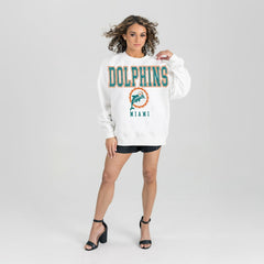 Miami Dolphins Gameday Couture Women's Classic Sunday Drives Oversized Premium Fleece Pullover Sweatshirt