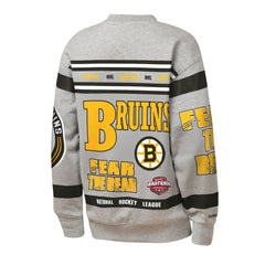 Boston Bruins Mitchell & Ness Youth Allover Print Fleece Crewneck Sweatshirt Sale