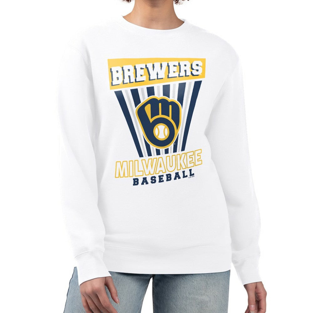 Milwaukee Brewers Starter Women's Poster Print Team Fleece Pullover Sweatshirt | MLB On Sale