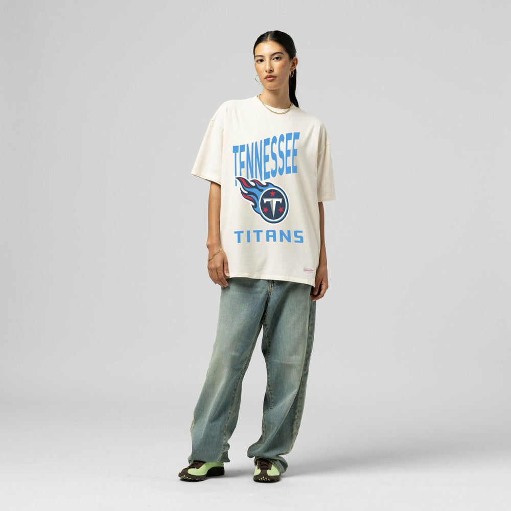 Tennessee Titans Mitchell & Ness Women's Logo Rise Boyfriend T-Shirt