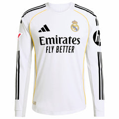 Kylian Mbappé Real Madrid 2025/26 Home Long Sleeve Player Jersey White - Adidas
