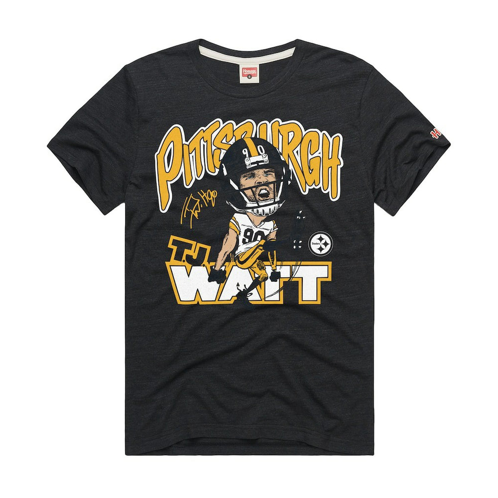 Pittsburgh Steelers T.J. Watt Homage Unisex Caricature Player Graphic Tri-Blend T-Shirt