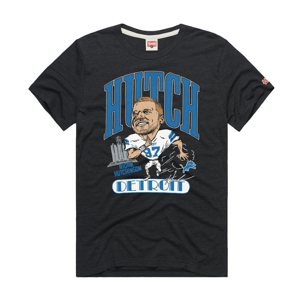 Detroit Lions Aidan Hutchinson Homage Unisex Caricature Player Graphic Tri-Blend T-Shirt