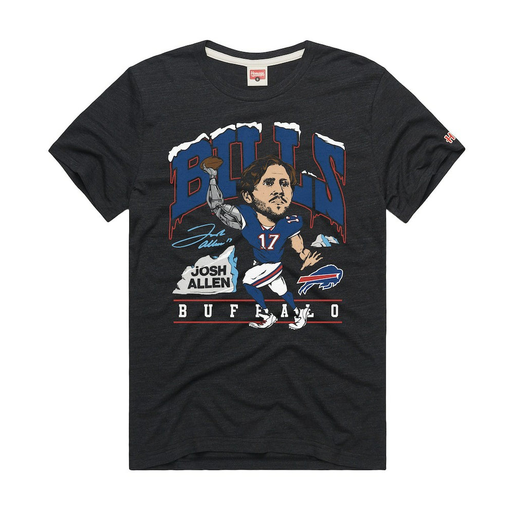 Buffalo Bills Josh Allen Homage Unisex Caricature Player Graphic Tri-Blend T-Shirt